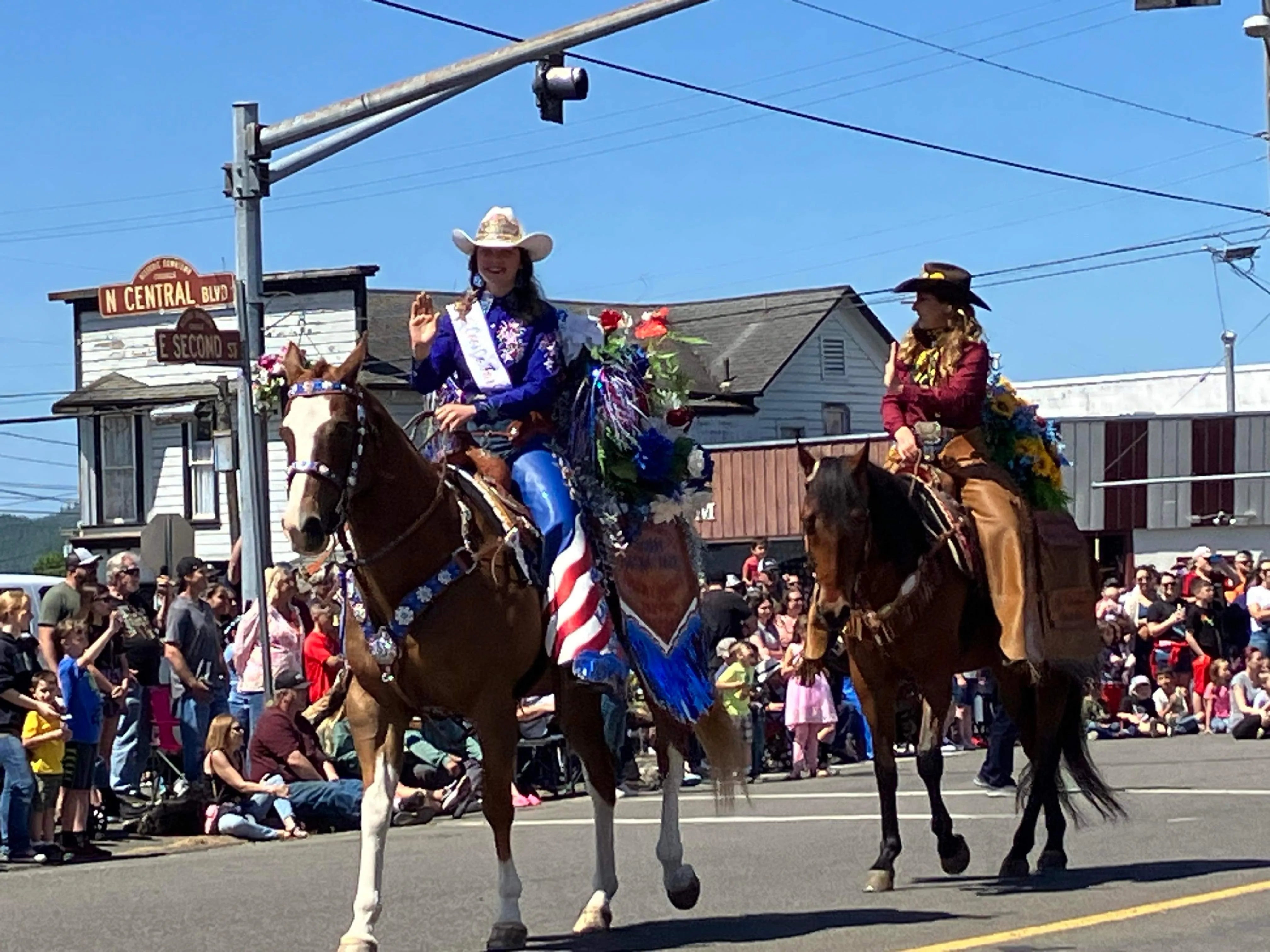 Rodeo queen on horseback in the parade